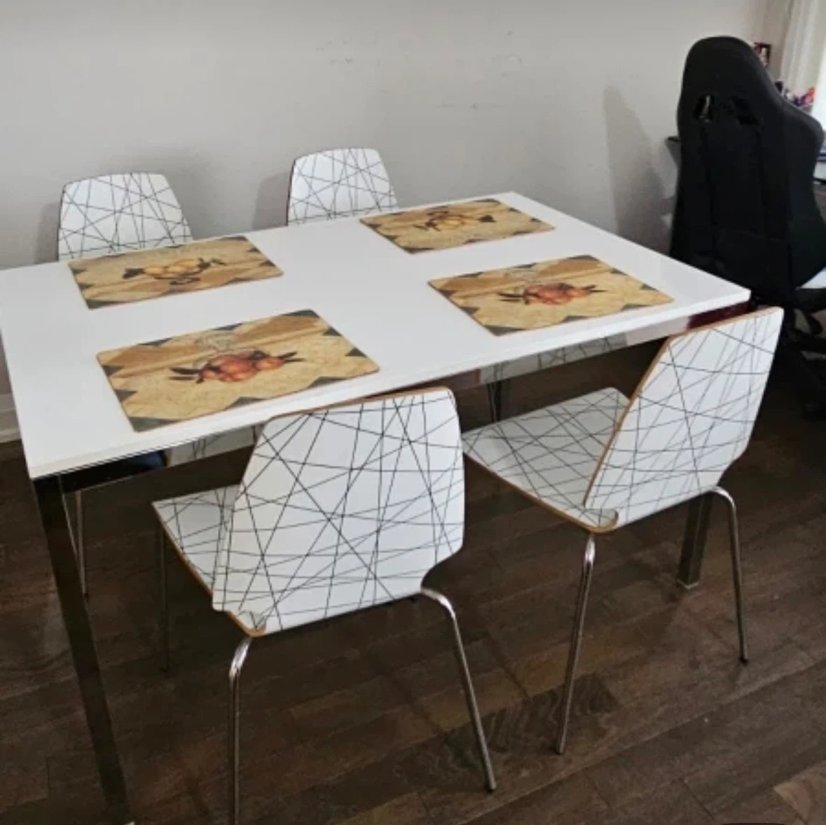 White Dining Table with 4 Chairs
