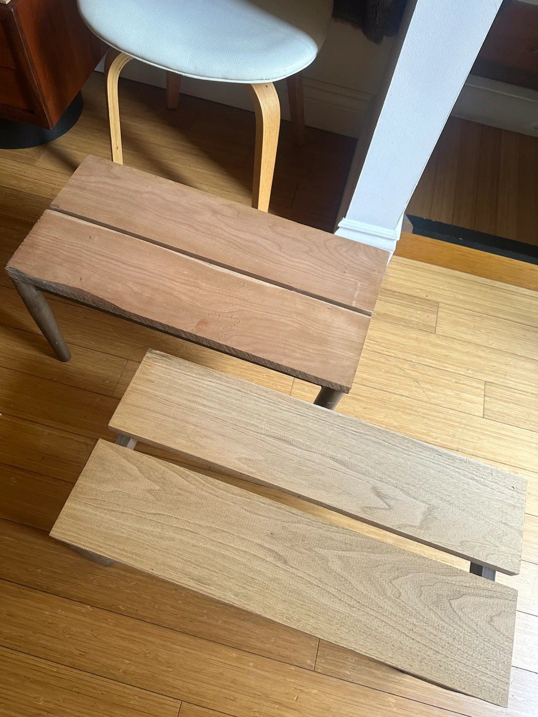 2 VINTAGE RECLAIMED WOOD SIDE COFFEE NIGHT PLANT STAND TABLES