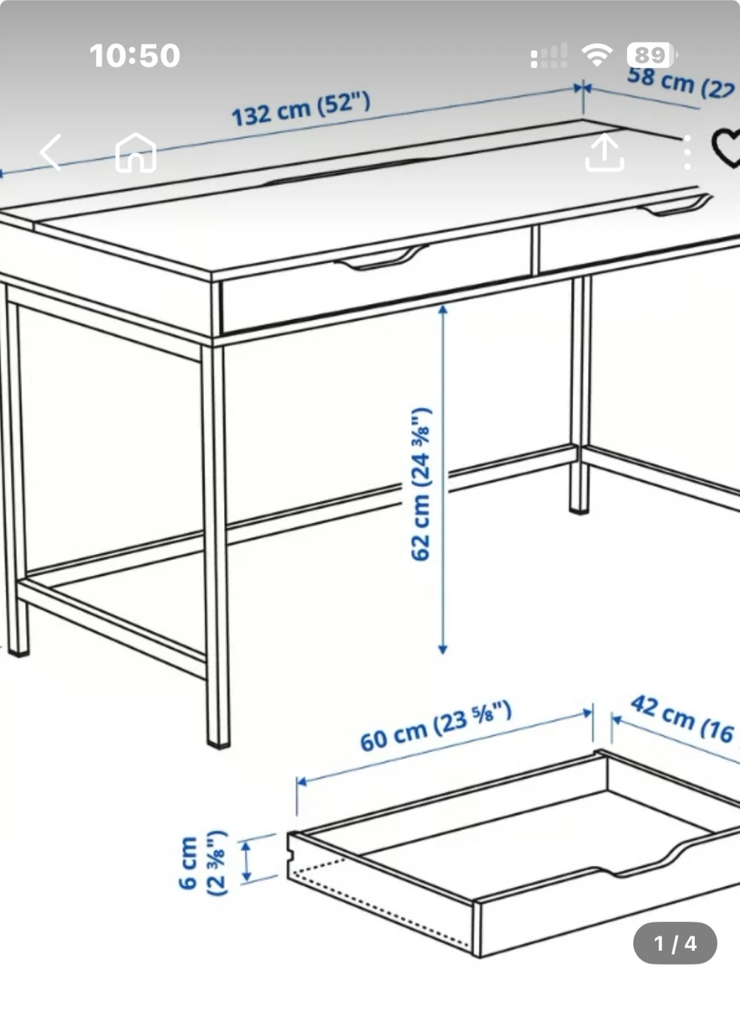 Limited edition dark blue desk with drawers - photo 2