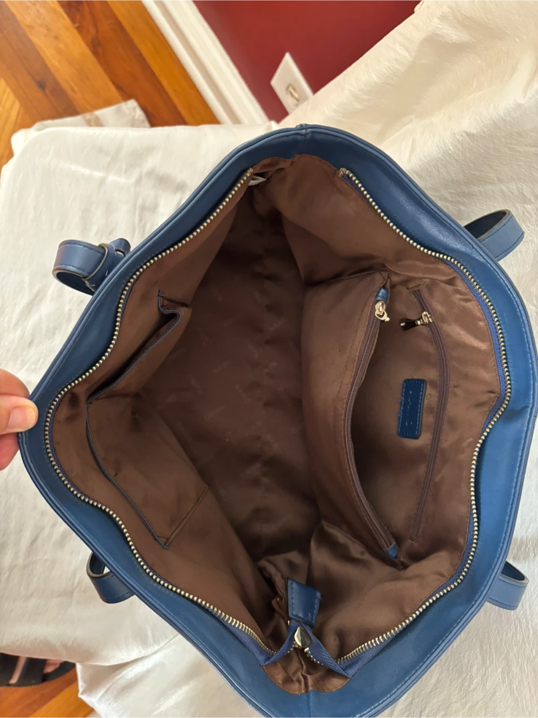 Navy Leather Tote Bag - photo 2