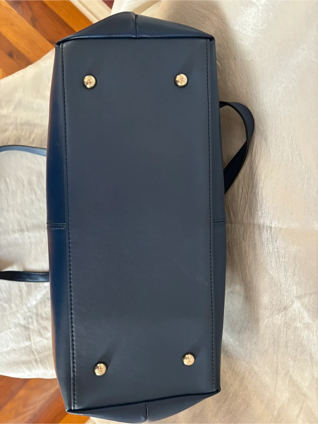 Navy Leather Tote Bag - photo 3