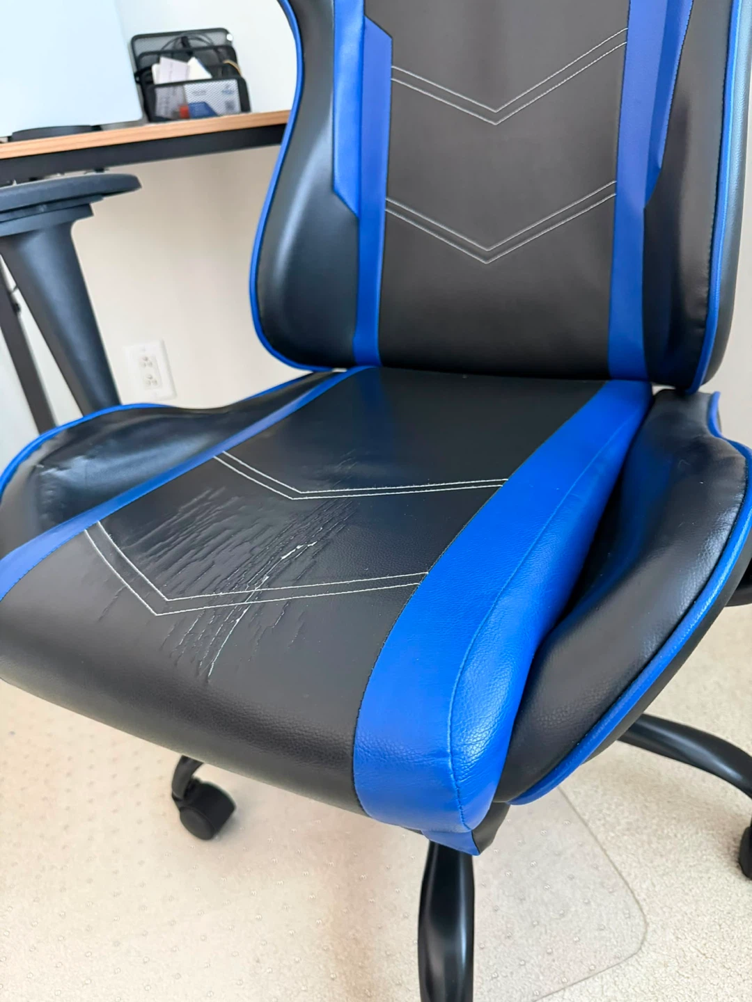 Black and Blue Gaming Chair with Footrest - photo 4
