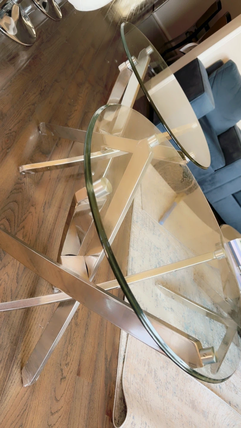 Glass and Chrome Coffee Table Set