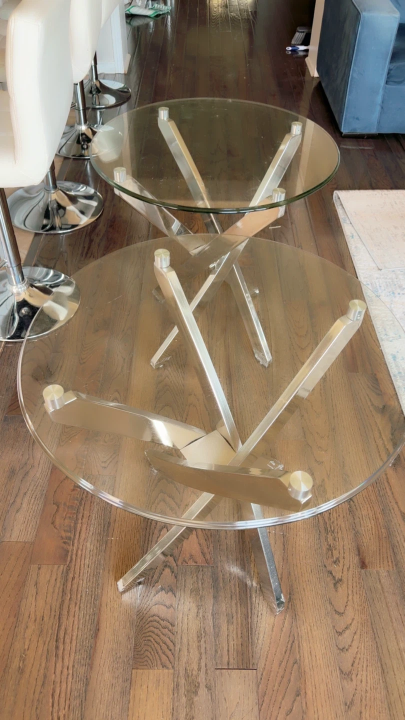 Glass and Chrome Coffee Table Set - photo 4