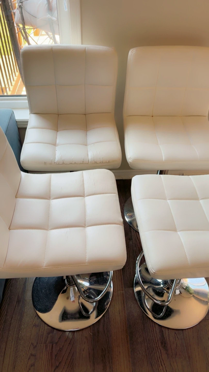 Set of 4 White Adjustable Bar Stools - photo 2