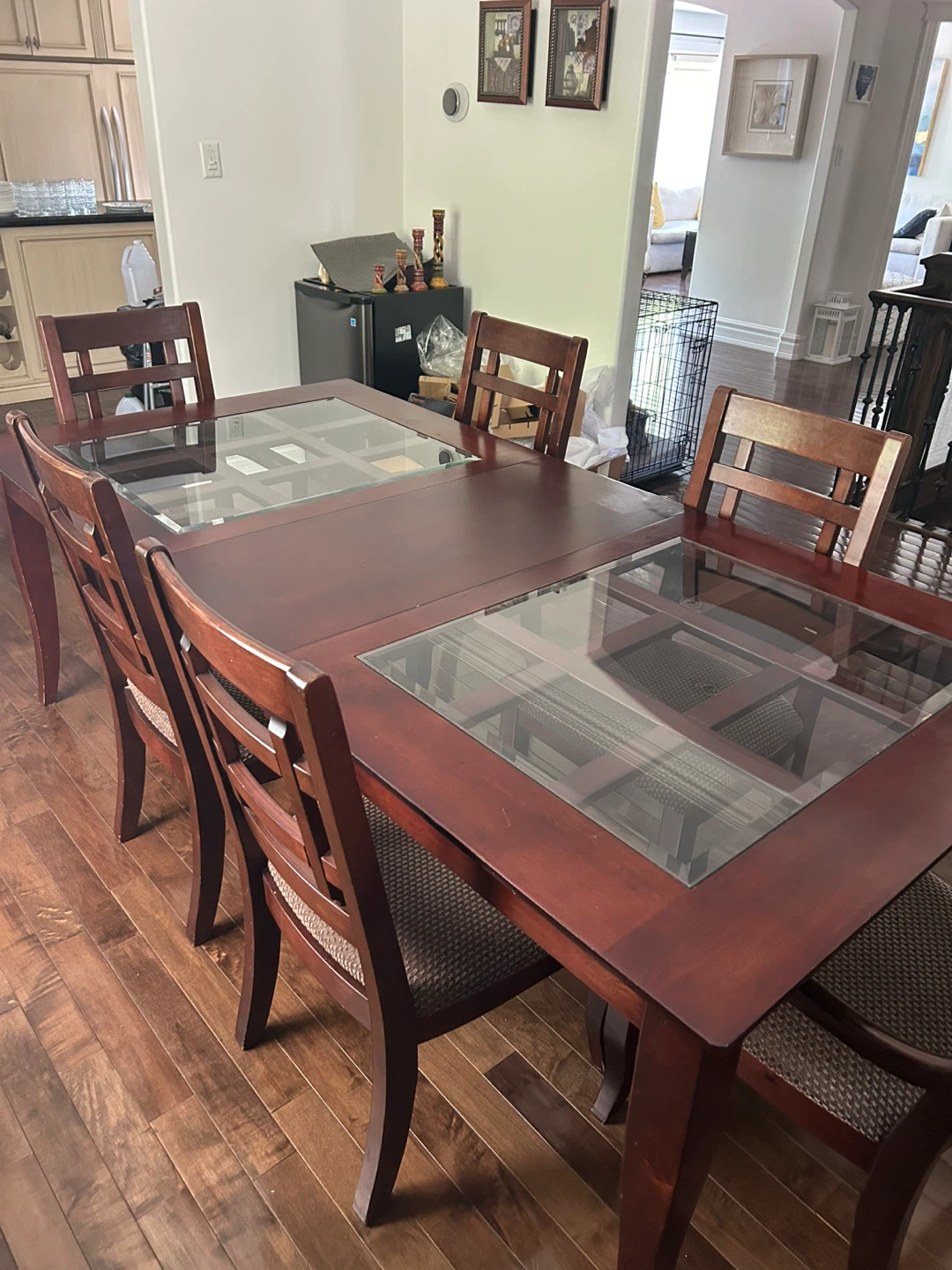 Wooden Dining Table with Glass Inserts - photo 4