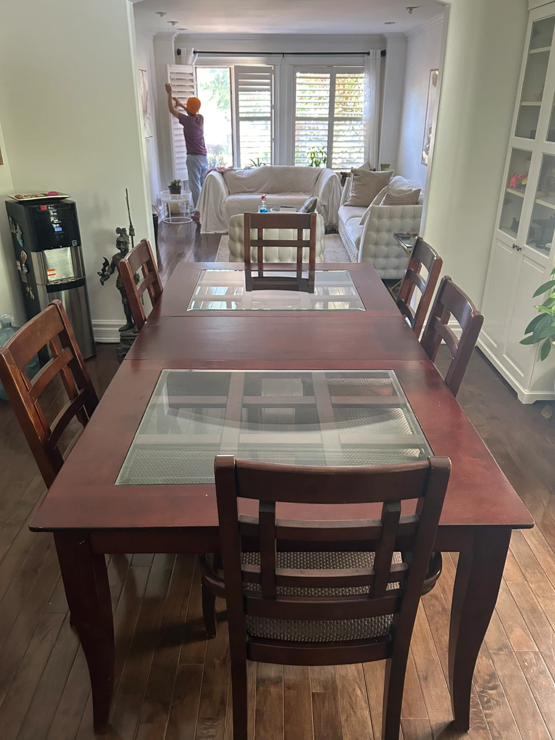 Wooden Dining Table with Glass Inserts - photo 5