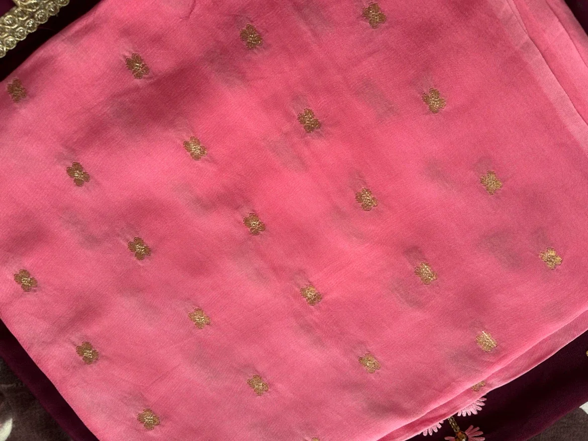 Embroidered Punjabi Suit - Burgundy & Pink - photo 3