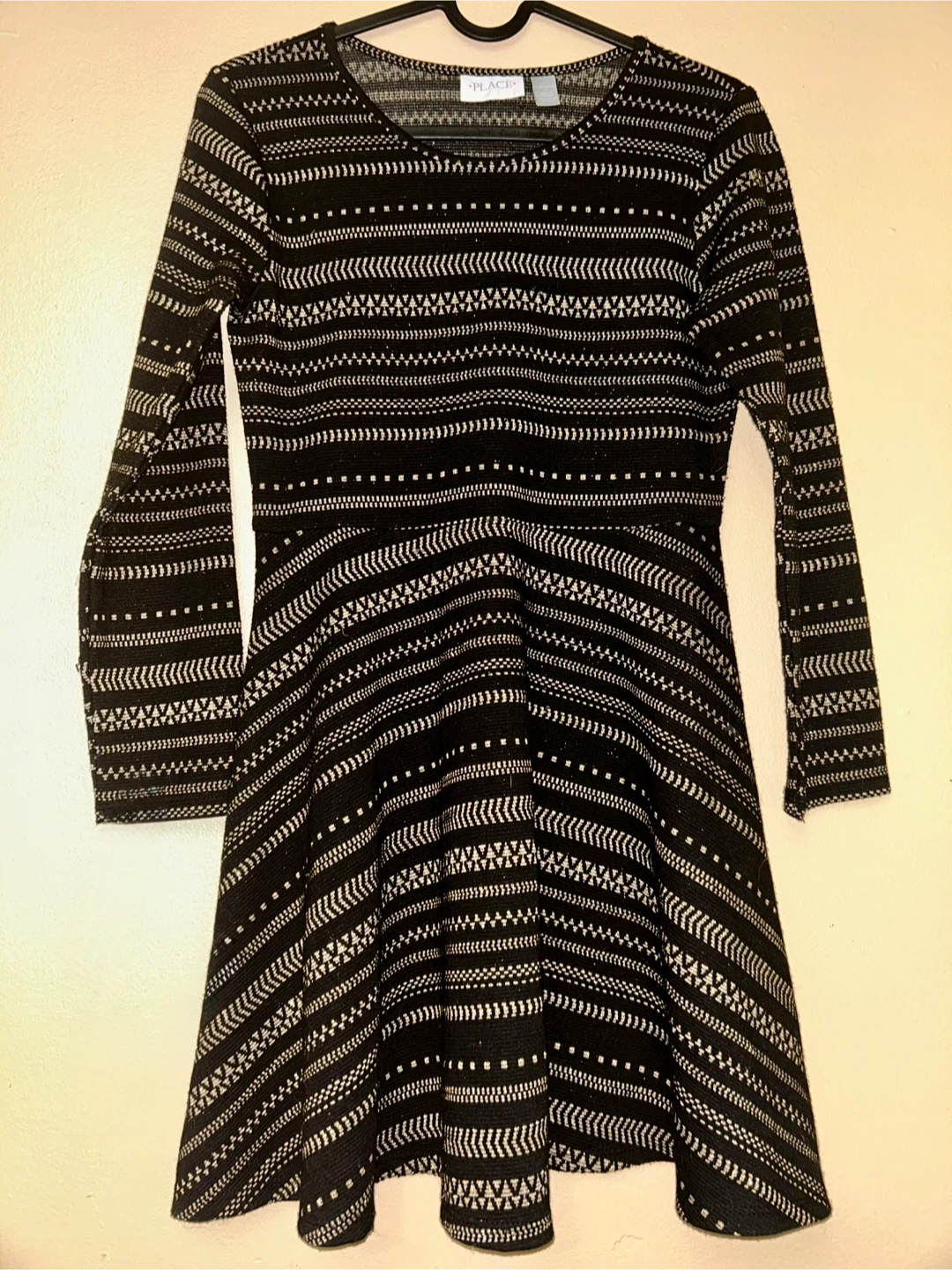 The Children's Place Girls Black & Gold Long Sleeve Dress 10/12 - photo 2