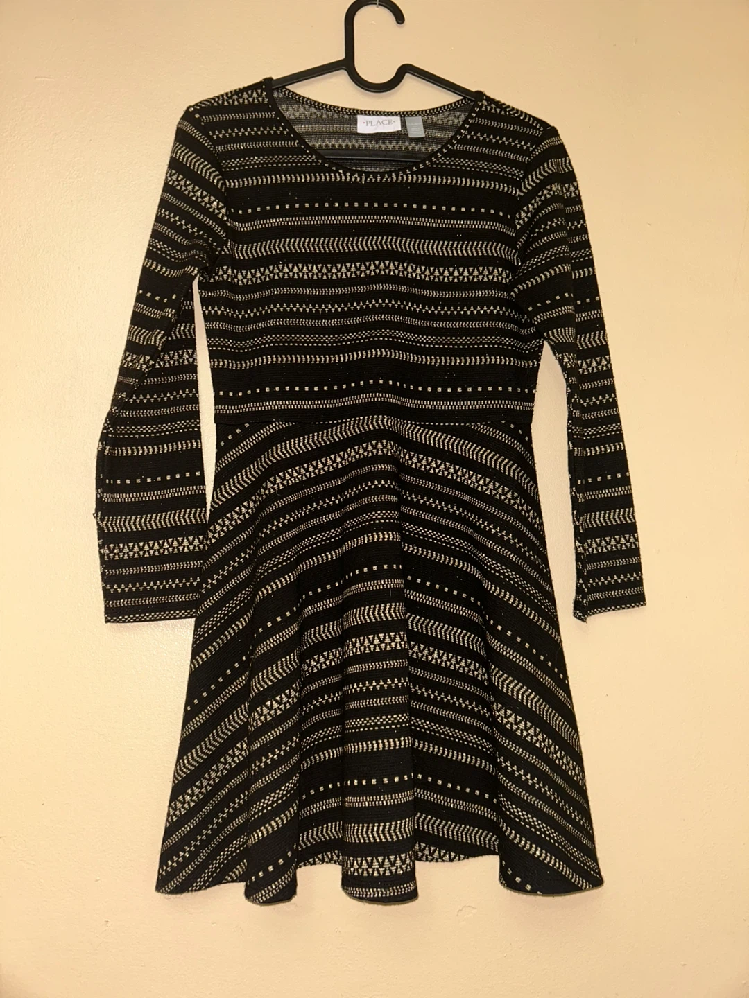 The Children's Place Girls Black & Gold Long Sleeve Dress 10/12 - photo 4