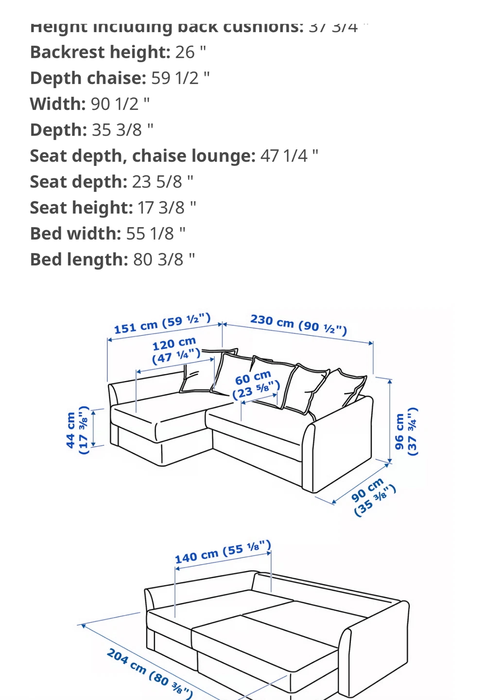 IKEA HOLMSUND Sectional Sofa-Bed - photo 5