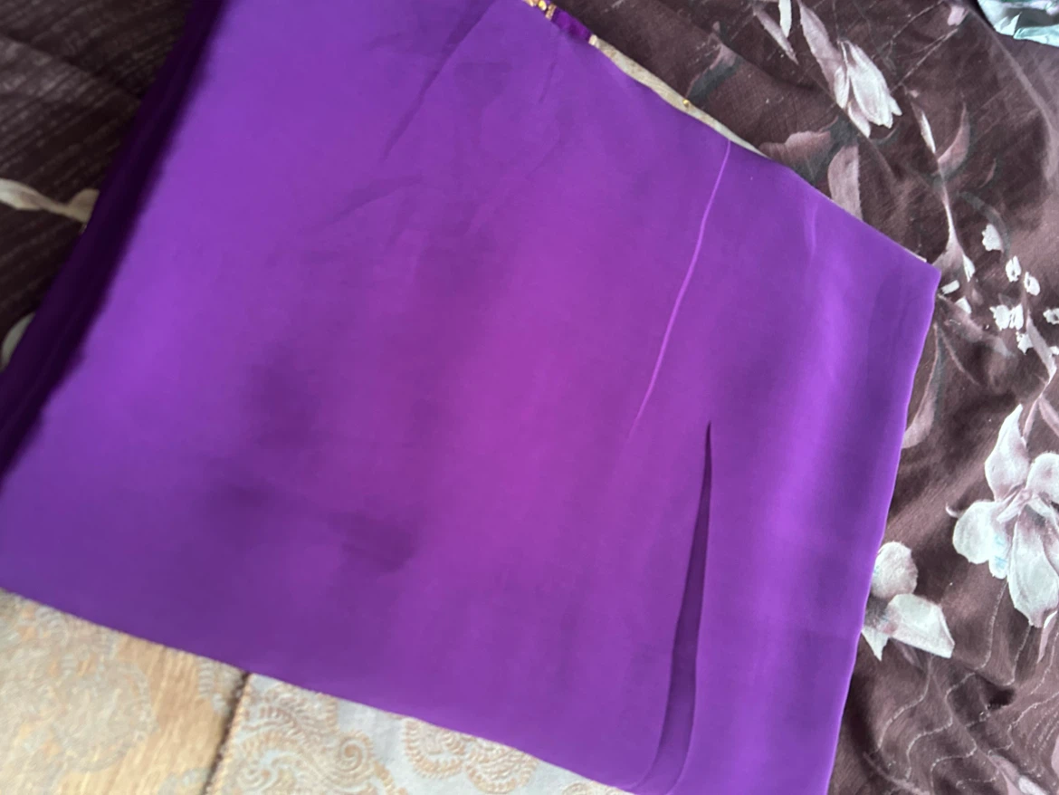 Purple Punjabi Suit Fabric with Gold Embroidery - photo 3