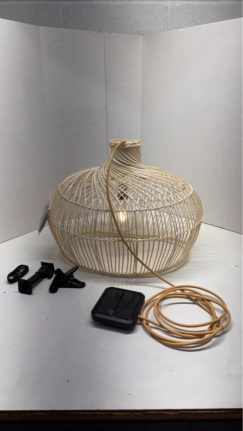 Woven Pendant Light Fixture with Remote