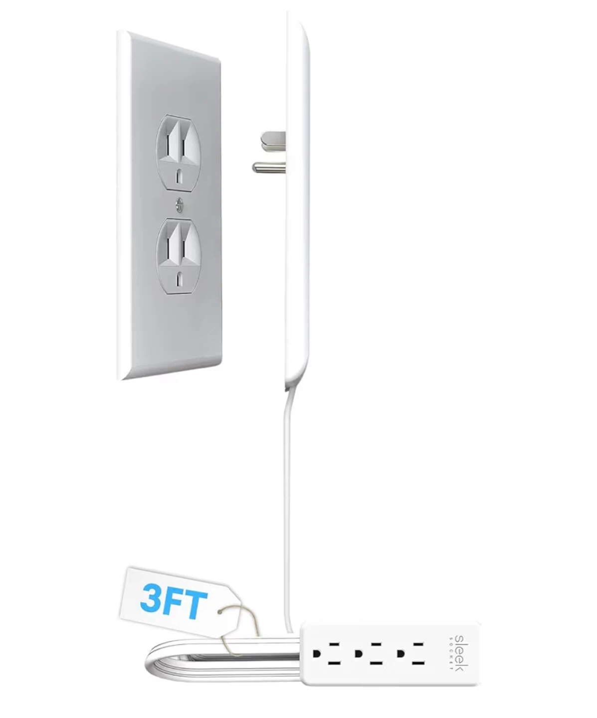 Sleek Socket 3ft Ultra-Thin Extension Cord