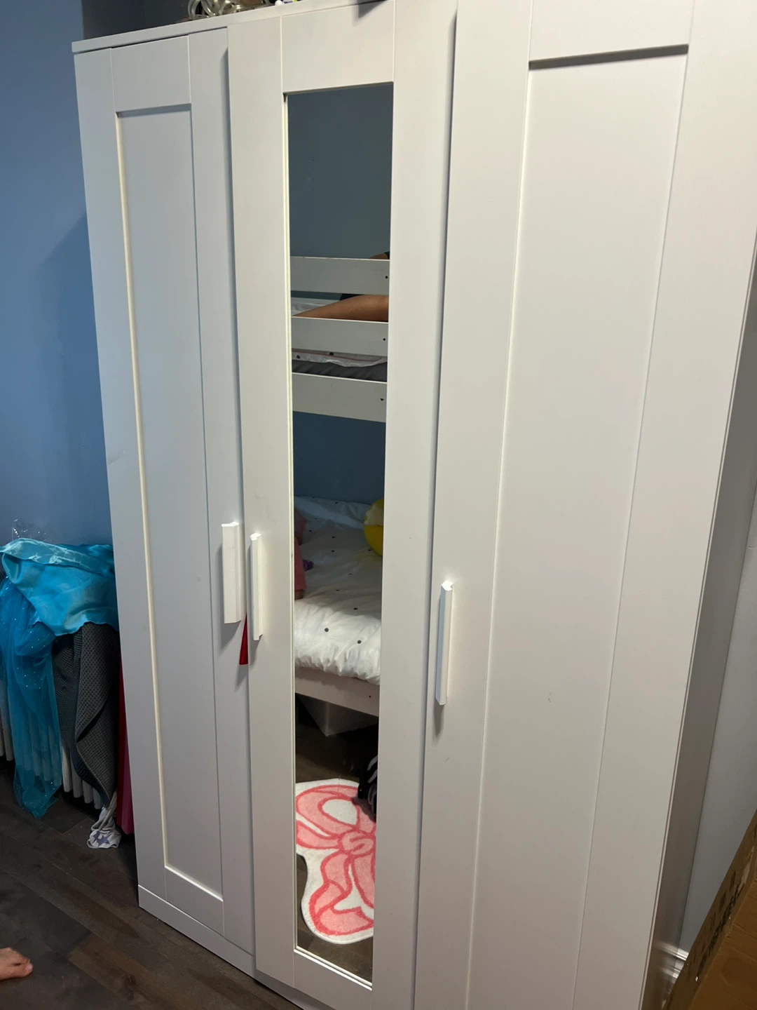 White Wardrobe with Mirrored Doors