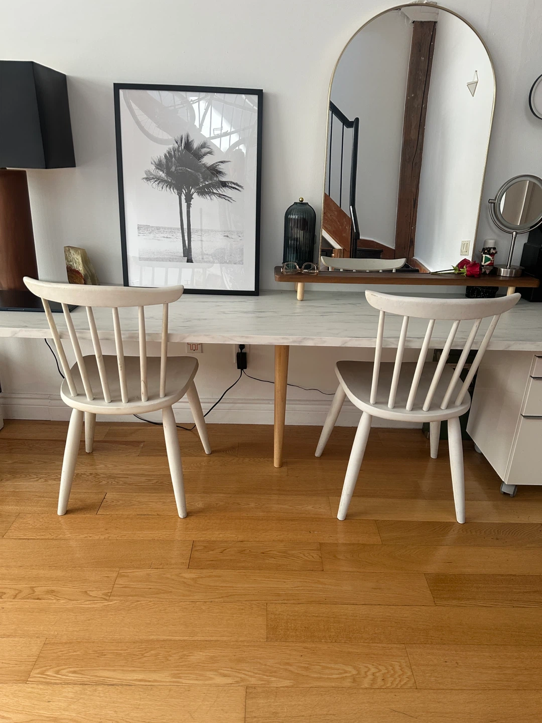 2 VINTAGE DANISH MCM SPINDLE WOOD SHAKER CHAIRS DINING DESK SIDE - photo 2