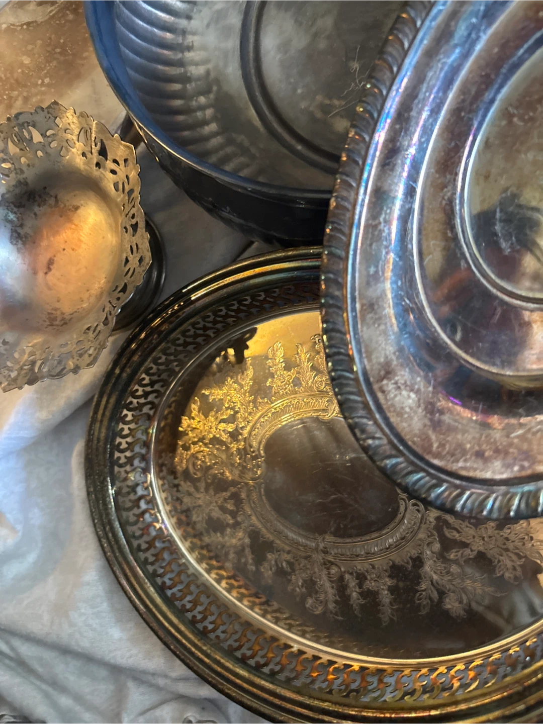 Vintage  Silver Plated (electroplate) Serving Platter Assortment - photo 4