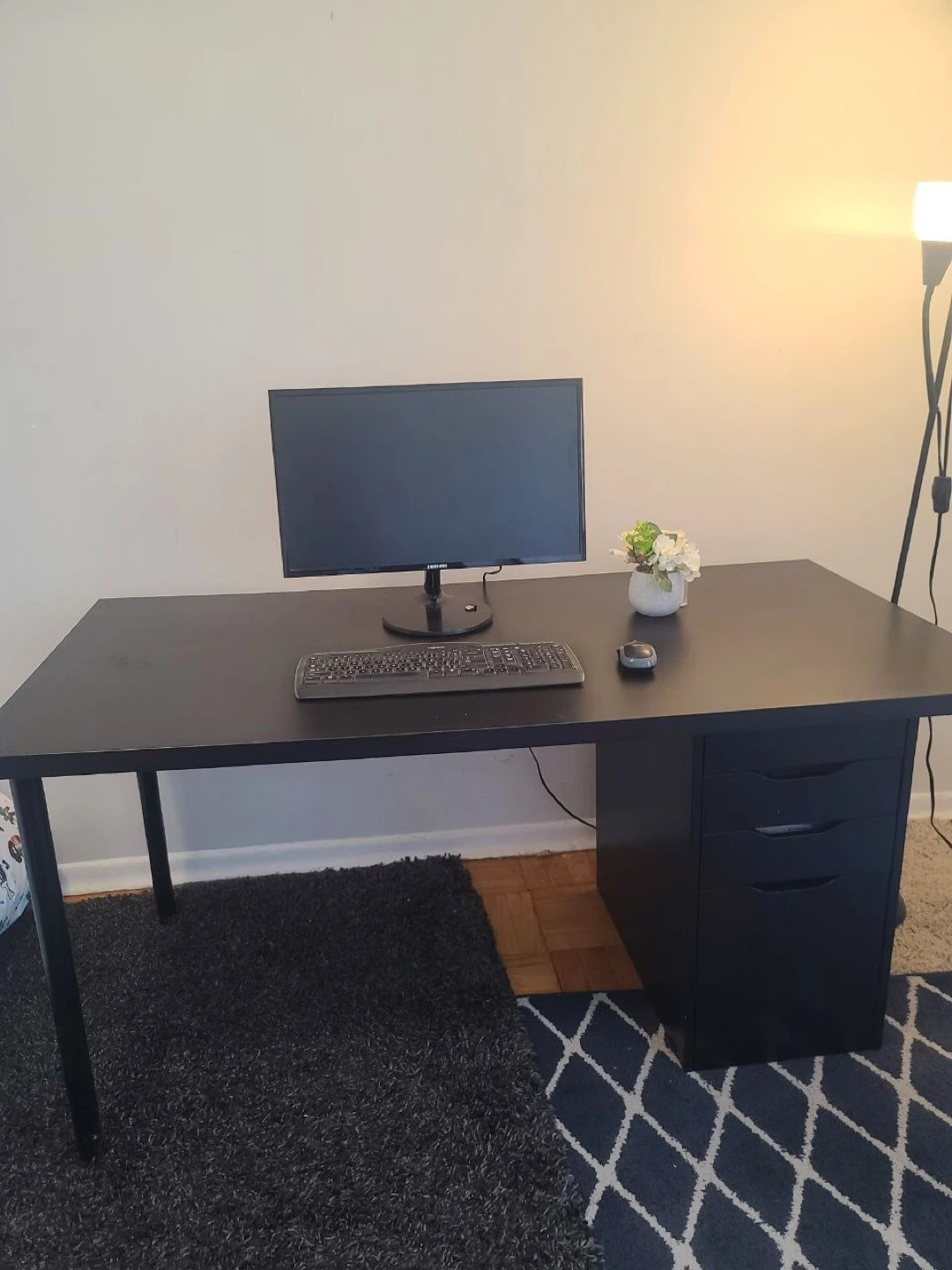 Black Desk with Drawers