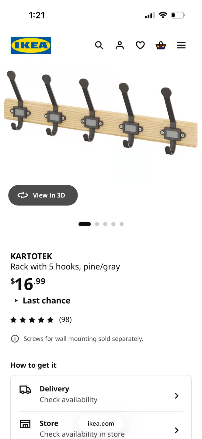 IKEA KARTOTEK Rack with 5 Hooks - photo 4