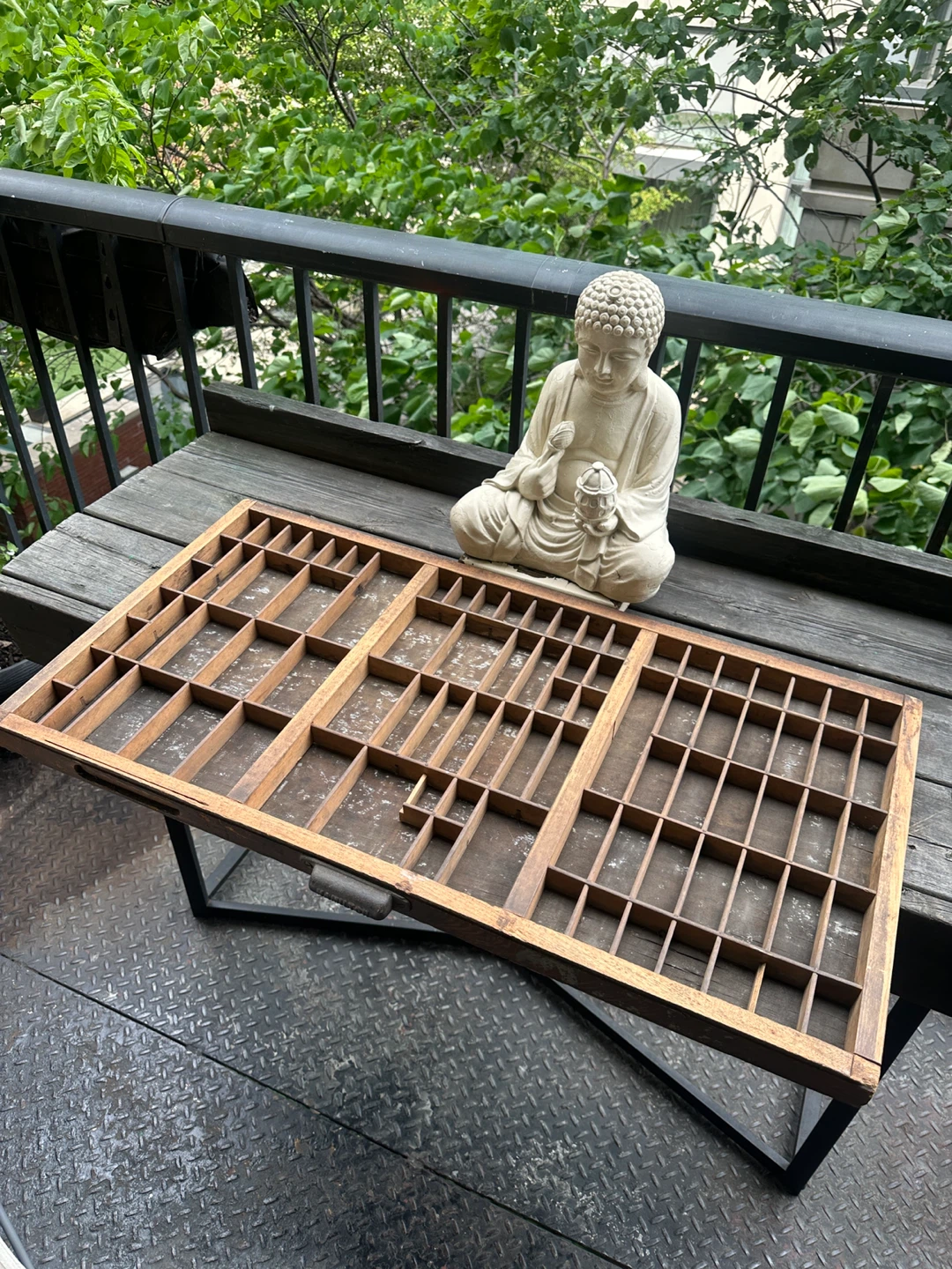 LARGE ANTIQUE OAK PRINTER PRESS CUT TRAY VINTAGE STORAGE SHELF - photo 4