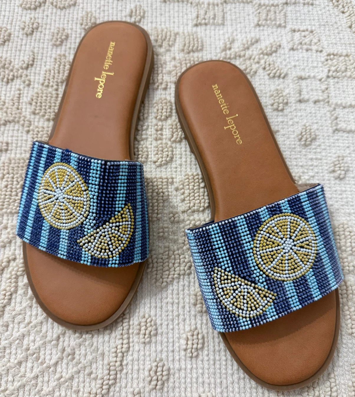 Nanette Lepore Beaded Lemon Slides Size 8.5 - photo 2