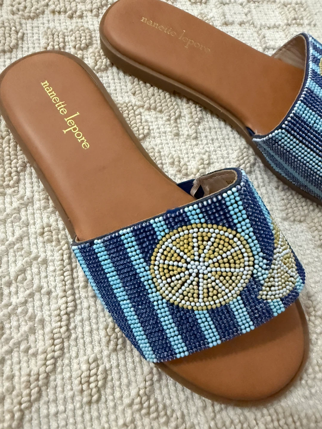 Nanette Lepore Beaded Lemon Slides Size 8.5 - photo 3
