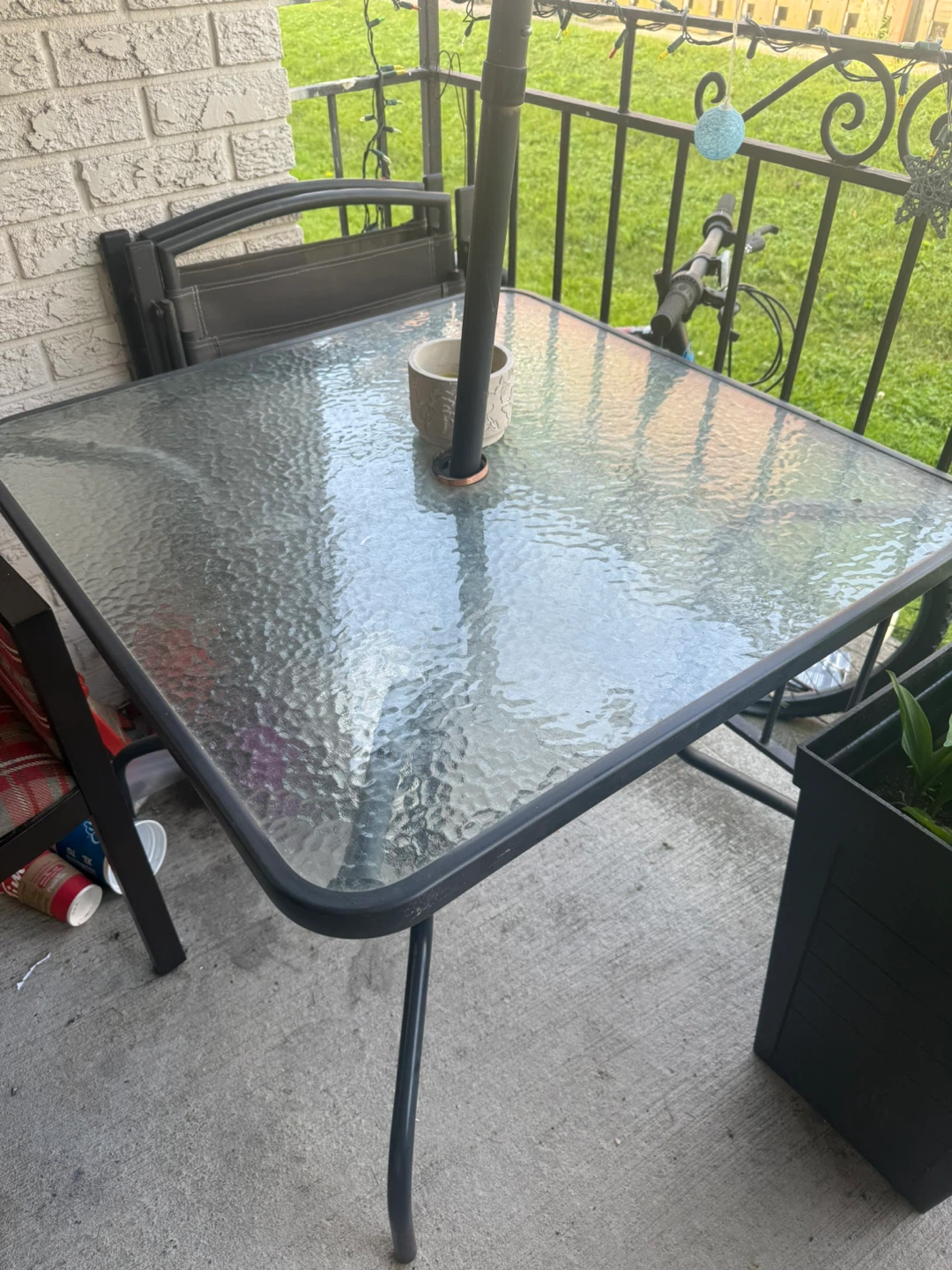 Patio Set: Umbrella, Table, and Chairs