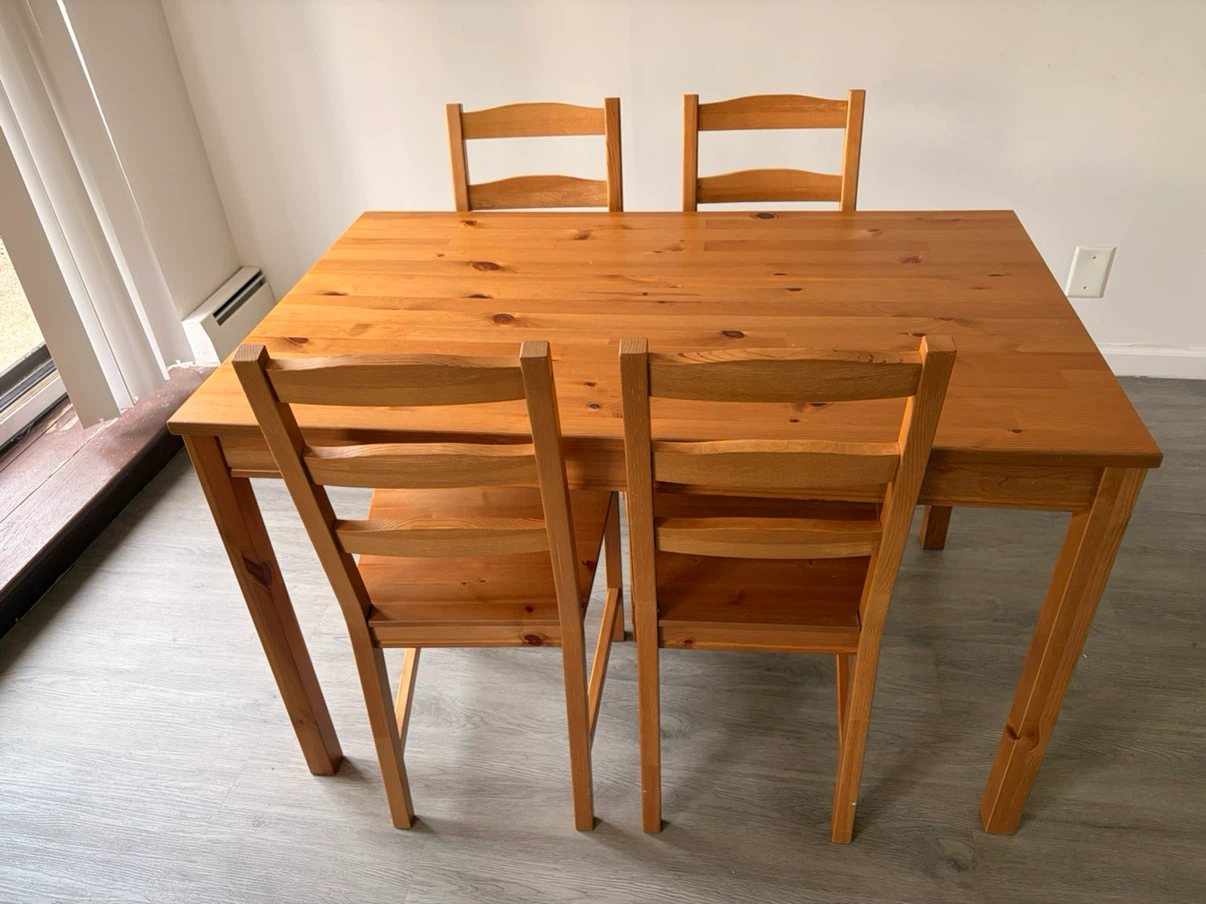 IKEA Wooden Dining Table and Chairs Set
