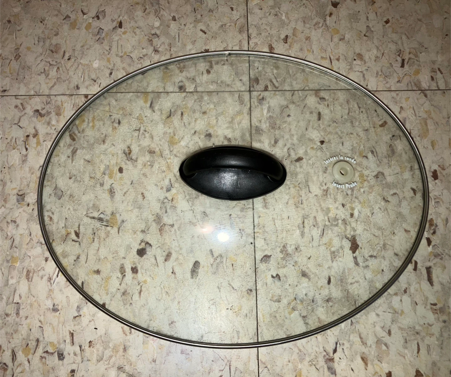 Oval Glass Pot Lid with Handle