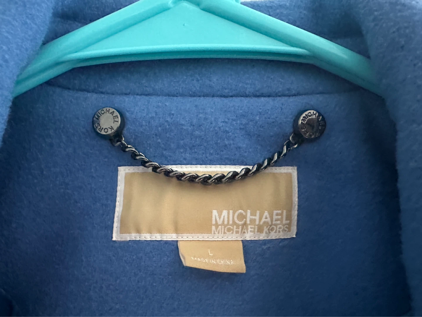 Michael Kors Blue Wool Blend Coat Size L - photo 2
