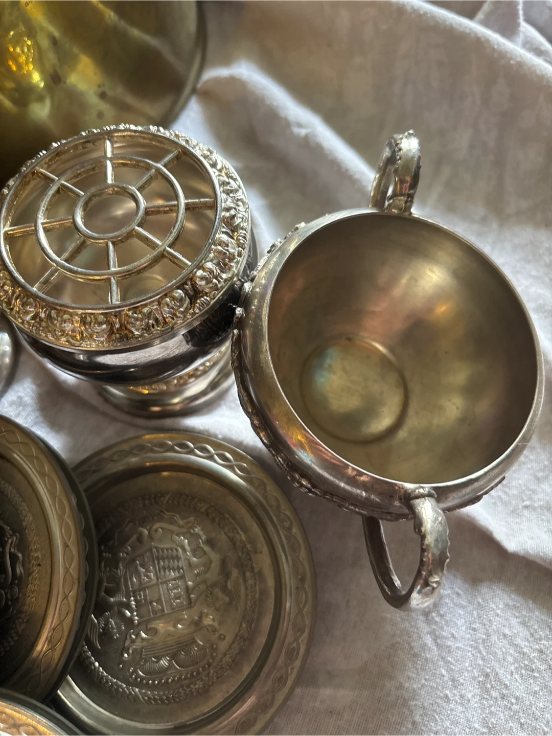 Vintage Metal Coasters and Small Metal Pail Set - photo 2