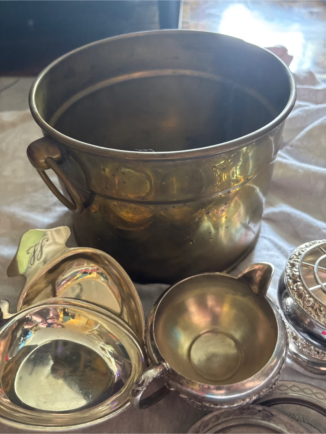 Vintage Metal Coasters and Small Metal Pail Set - photo 4