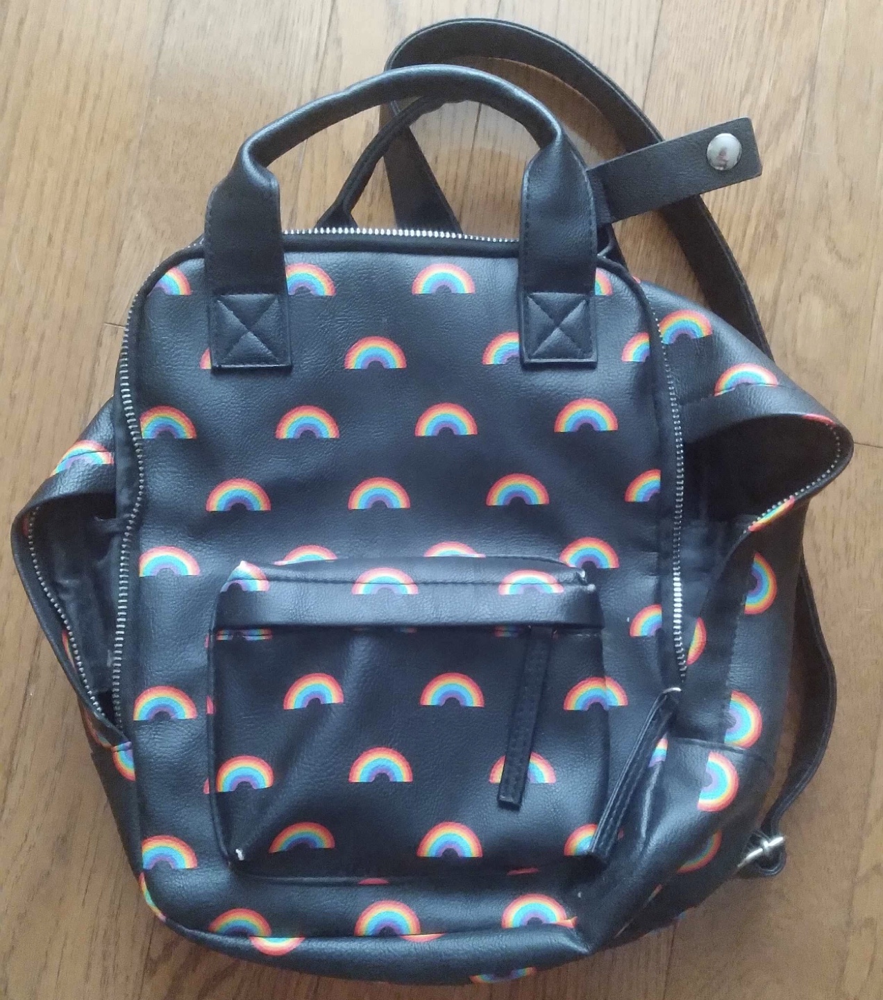 Black Backpack with Rainbows