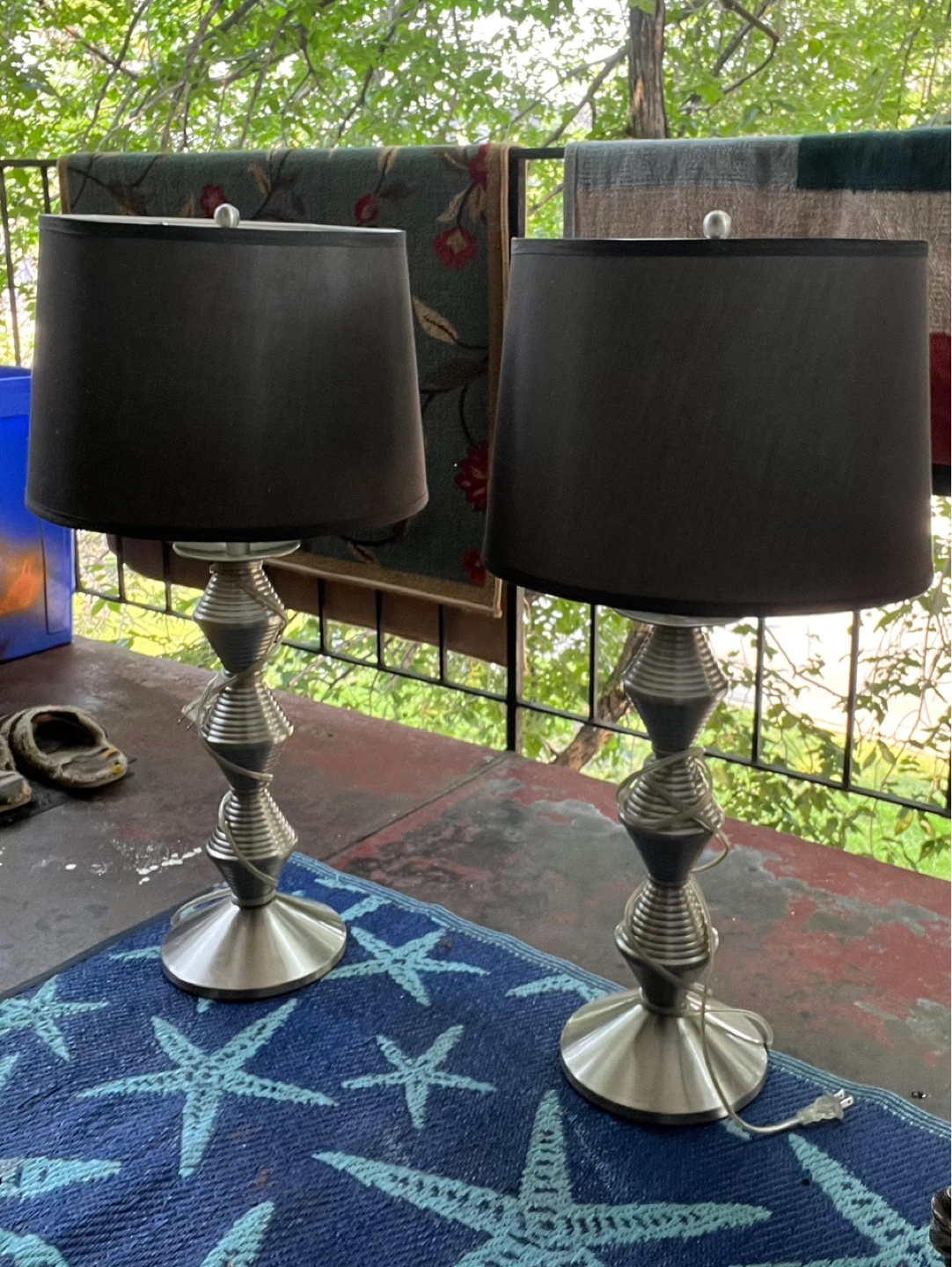 Pair of Black Table Lamps