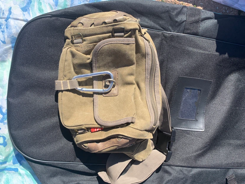 Olive Green Canvas Bag w/Carabiner Clip - photo 2
