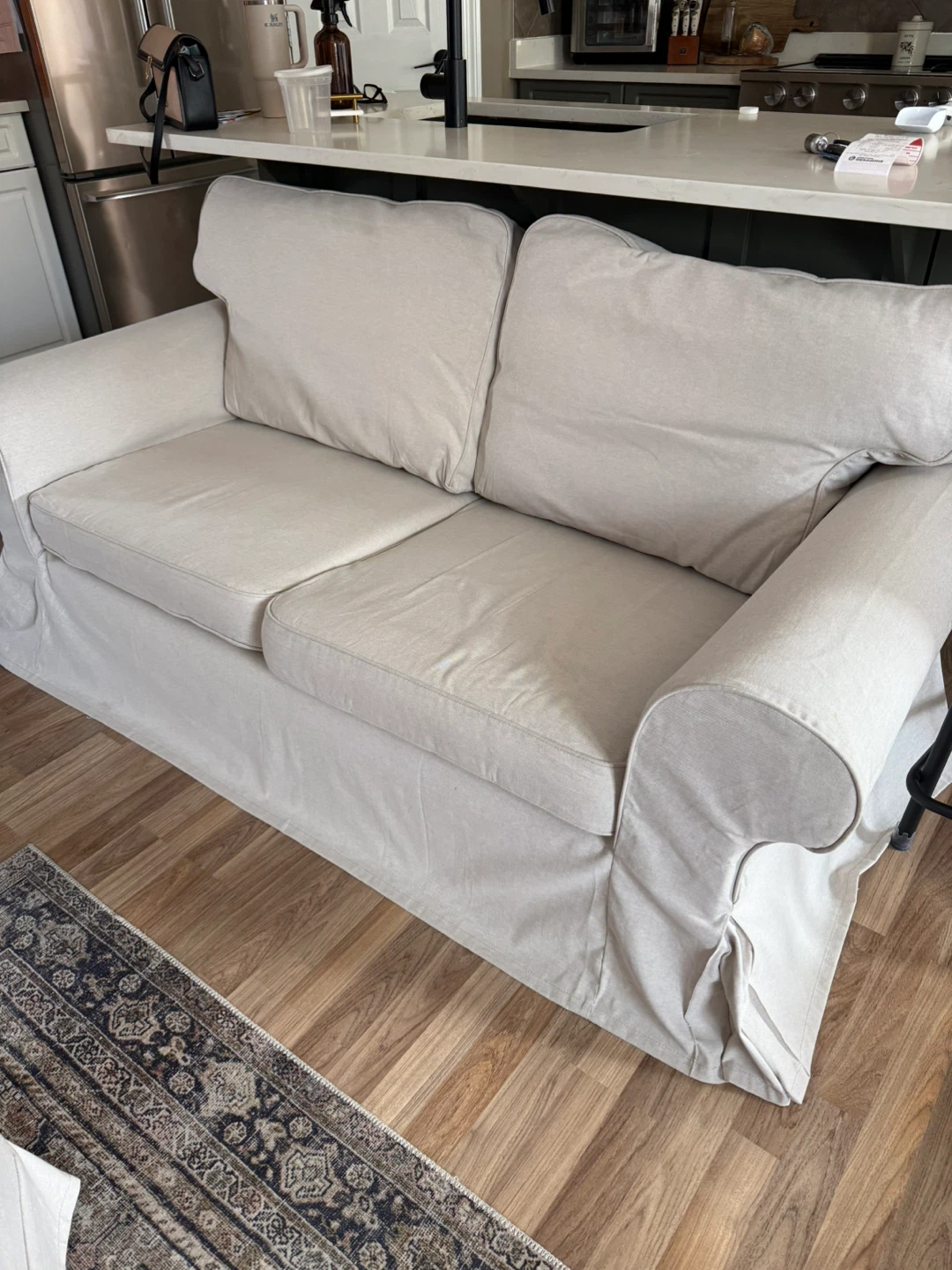 White Sofa with Slipcover