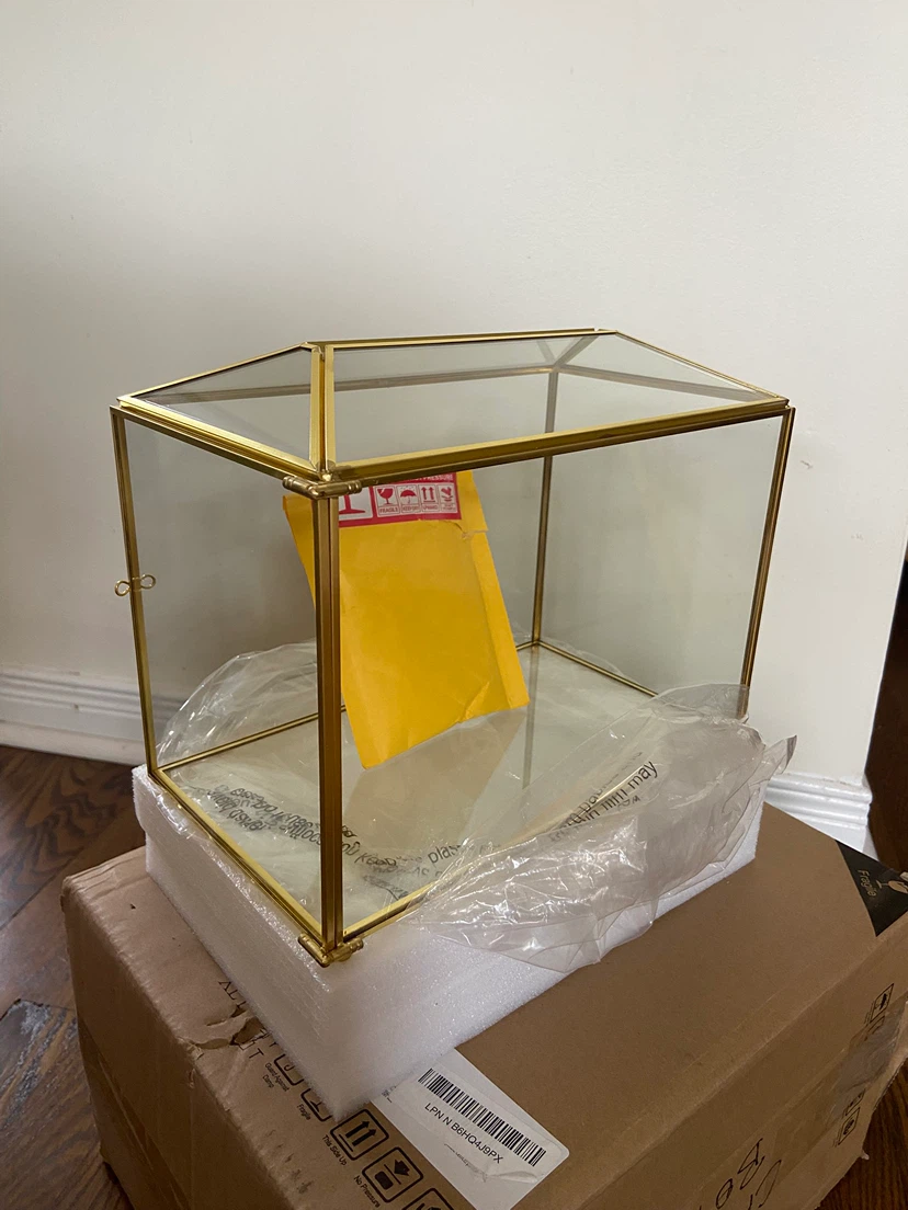💍 Elegant Glass Wedding Card Box with Lock – Gold 💍 - photo 2
