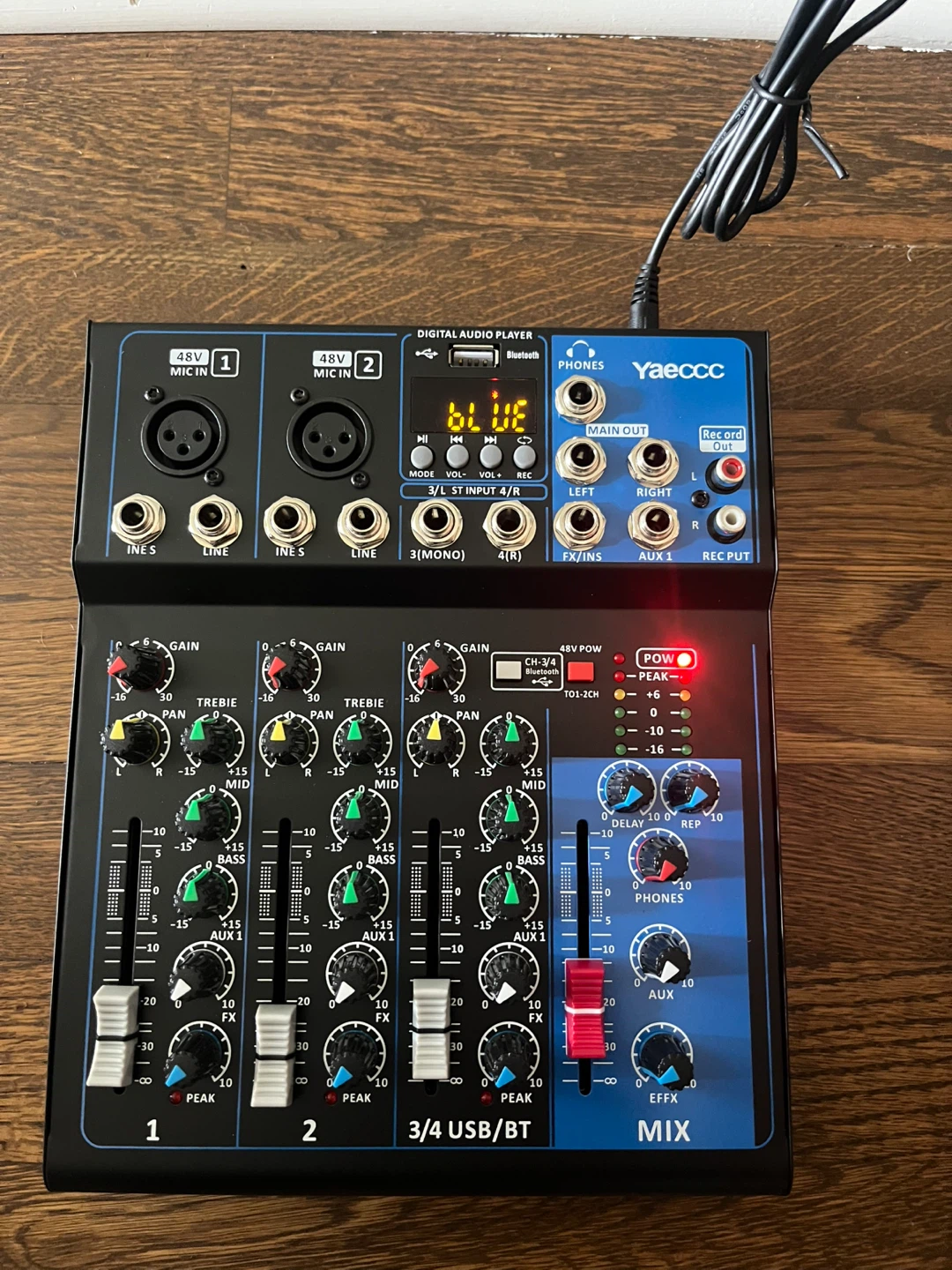 Yaeccc 4-Channel Professional Mixer Console with USB/BT