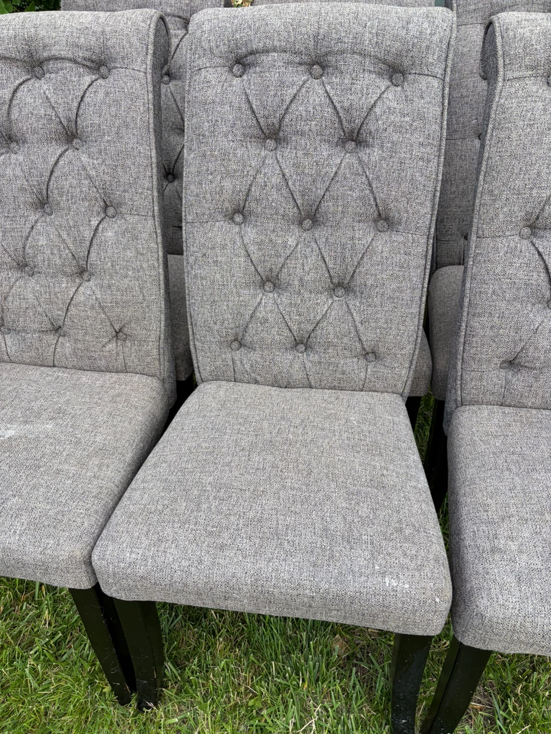 Set of 6 Grey Tufted Dining Chairs