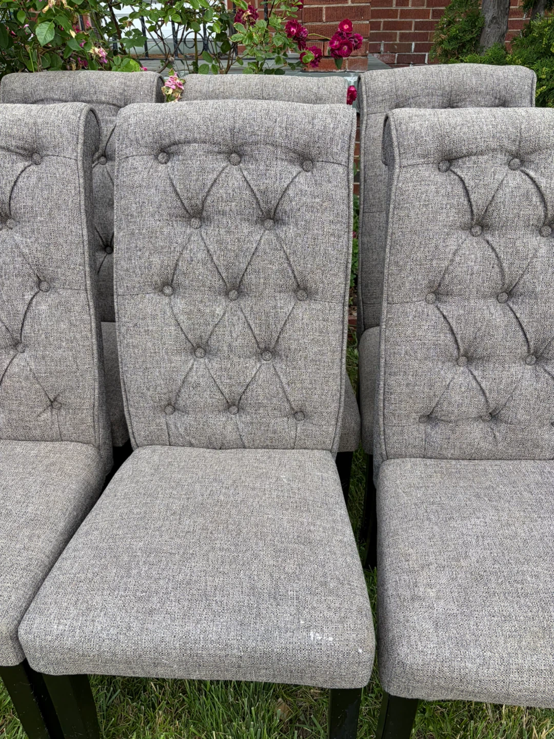 Set of 6 Grey Tufted Dining Chairs - photo 2