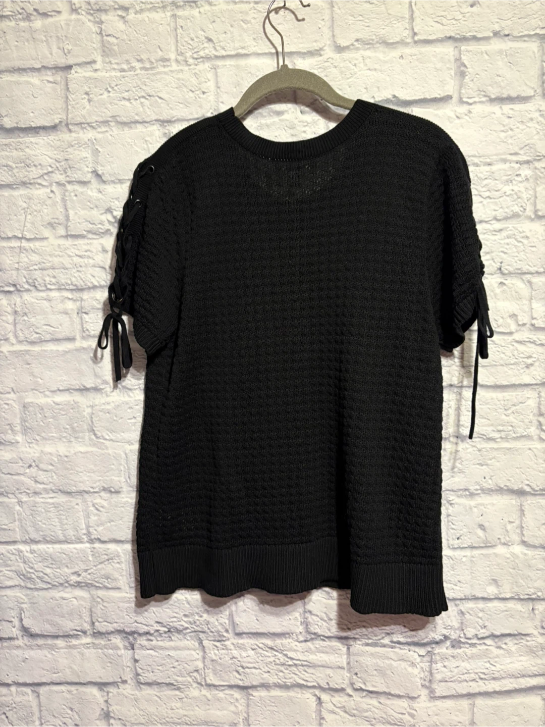 Banana Republic Black Lace-Up Sleeve Sweater - photo 5