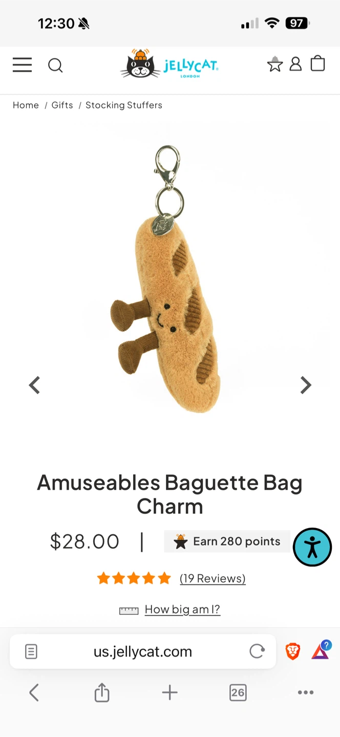 Jellycat Amuseables Baguette Bag Charm