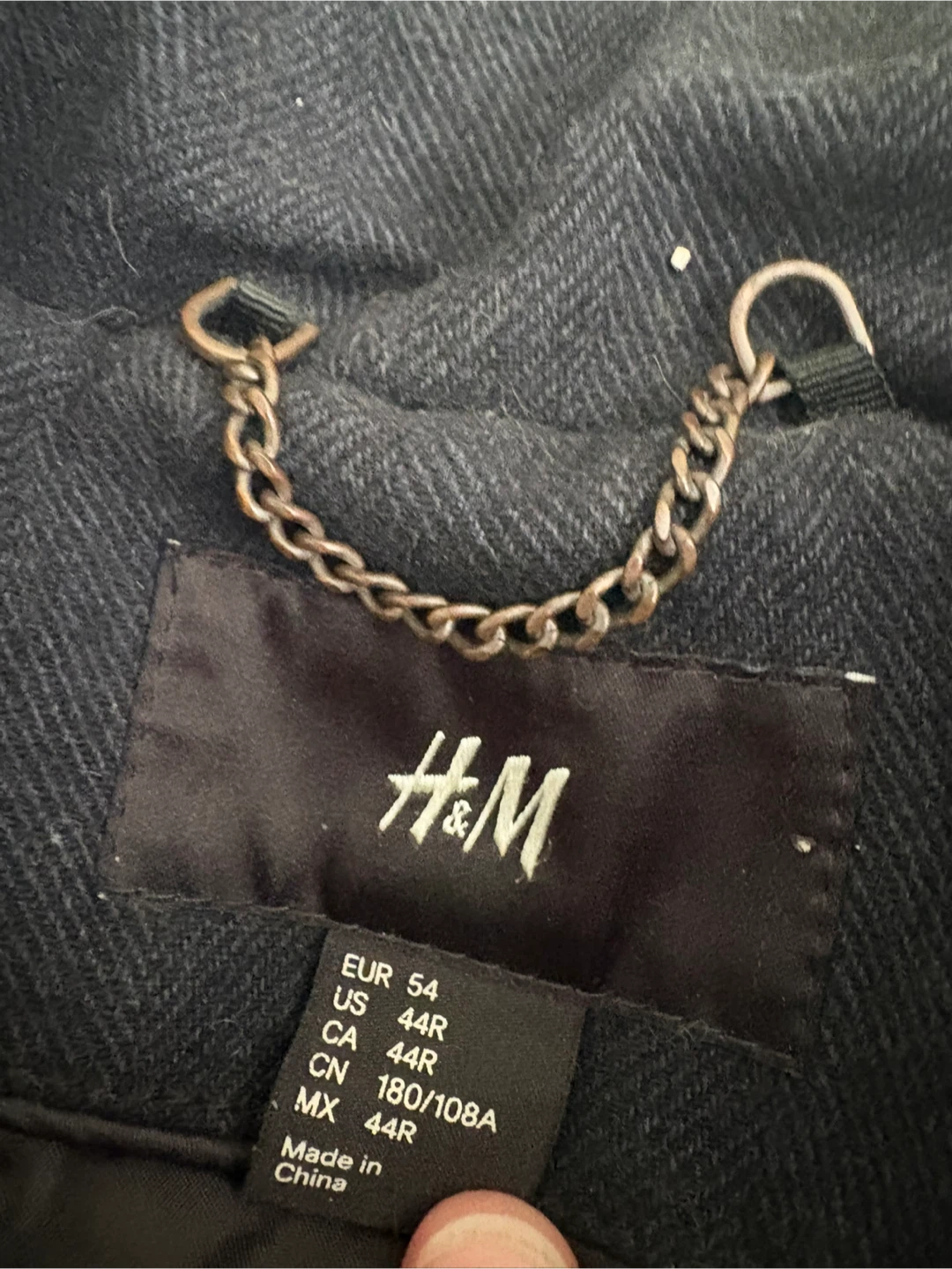 H&M Men's Black Wool Blend Military Style Jacket Size 44R - photo 2
