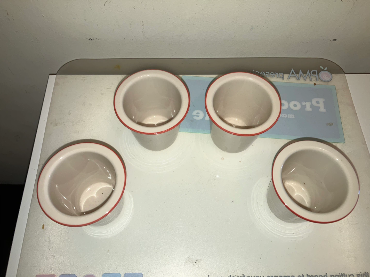 Set of 4 Ceramic Ramekins with Red Trim-3” height - photo 2