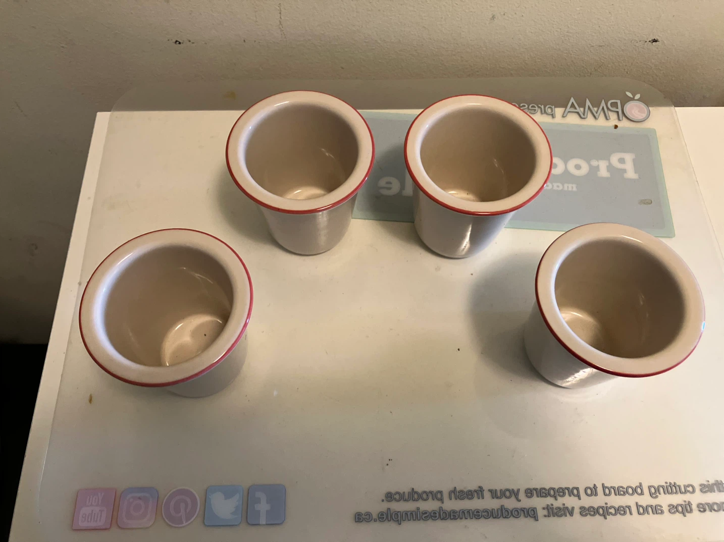 Set of 4 Ceramic Ramekins with Red Trim-3” height - photo 3