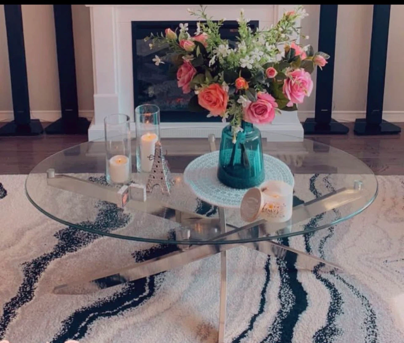 Glass Top Coffee Table with Metal Base - photo 4