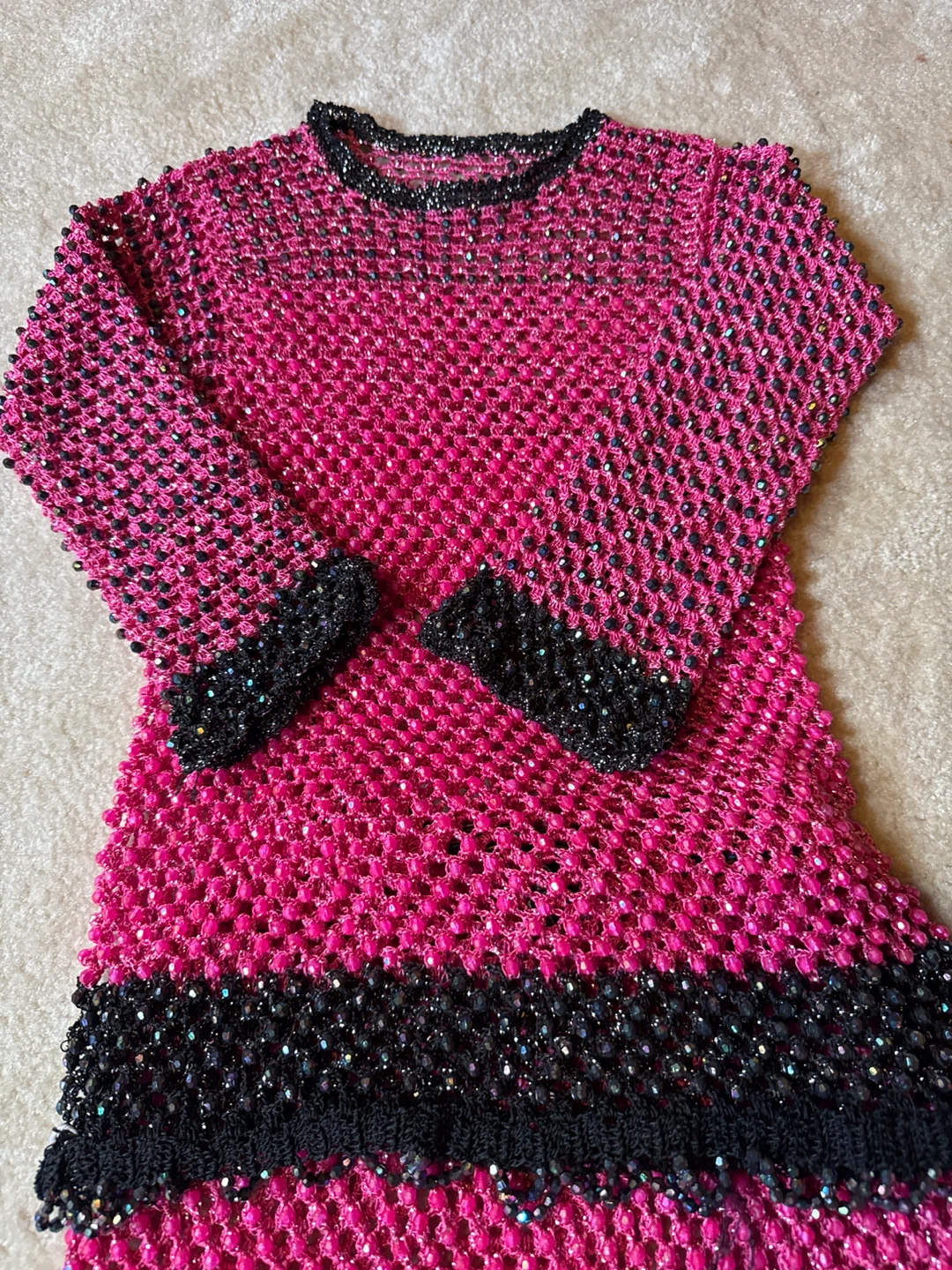 Pink and Black Beaded Dress - photo 3