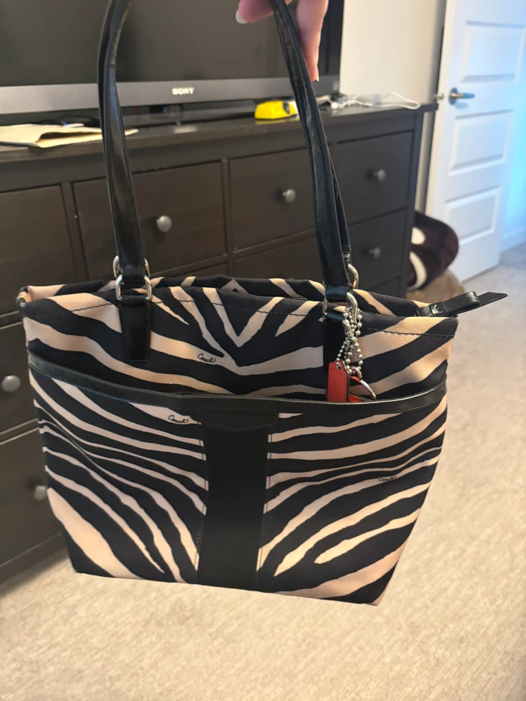 Coach Zebra Print Tote Bag