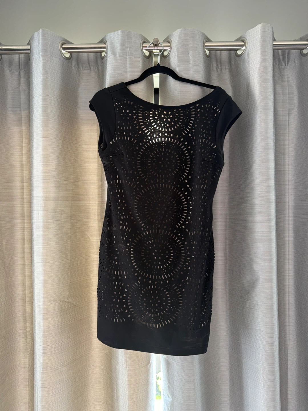 Black Laser-Cut Mini Dress