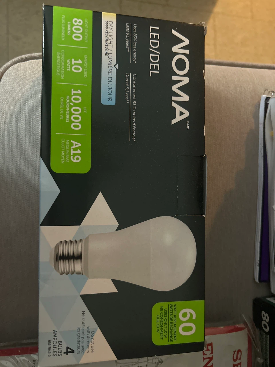 Noma LED/DEL Daylight A19 Bulbs (4 Pack)